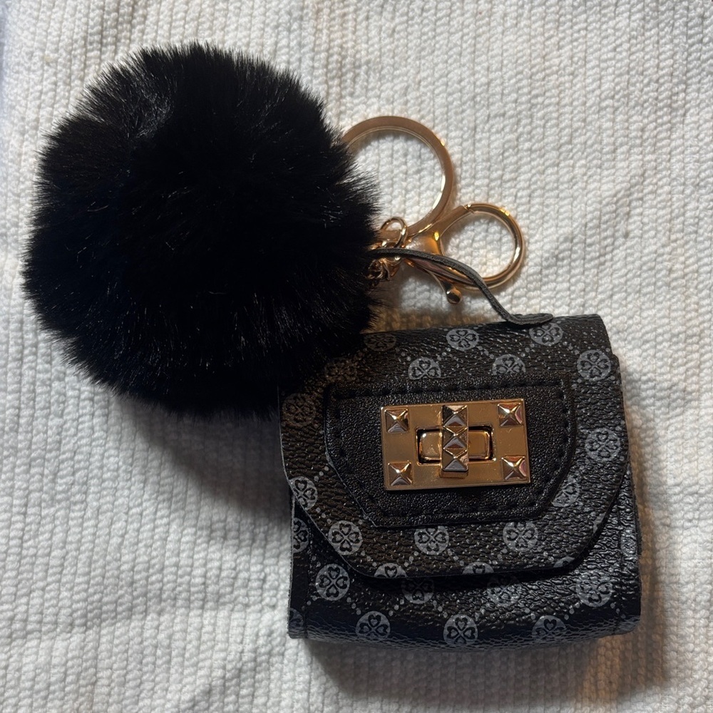 Purse Keychain/Bag Charm with Gold Accents